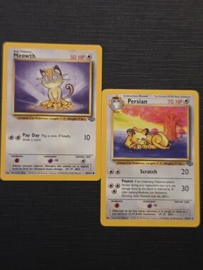 Pokemon Jungle Set 1999: MEOWTH #56 + PERSIAN #42 Trading Cards (Set of 2)